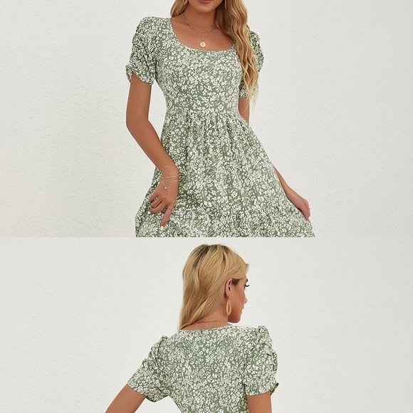 ☀️New SHEIN Ditsy Floral Print Ruffle Hem Dress XSmall - Picture 8 of 8